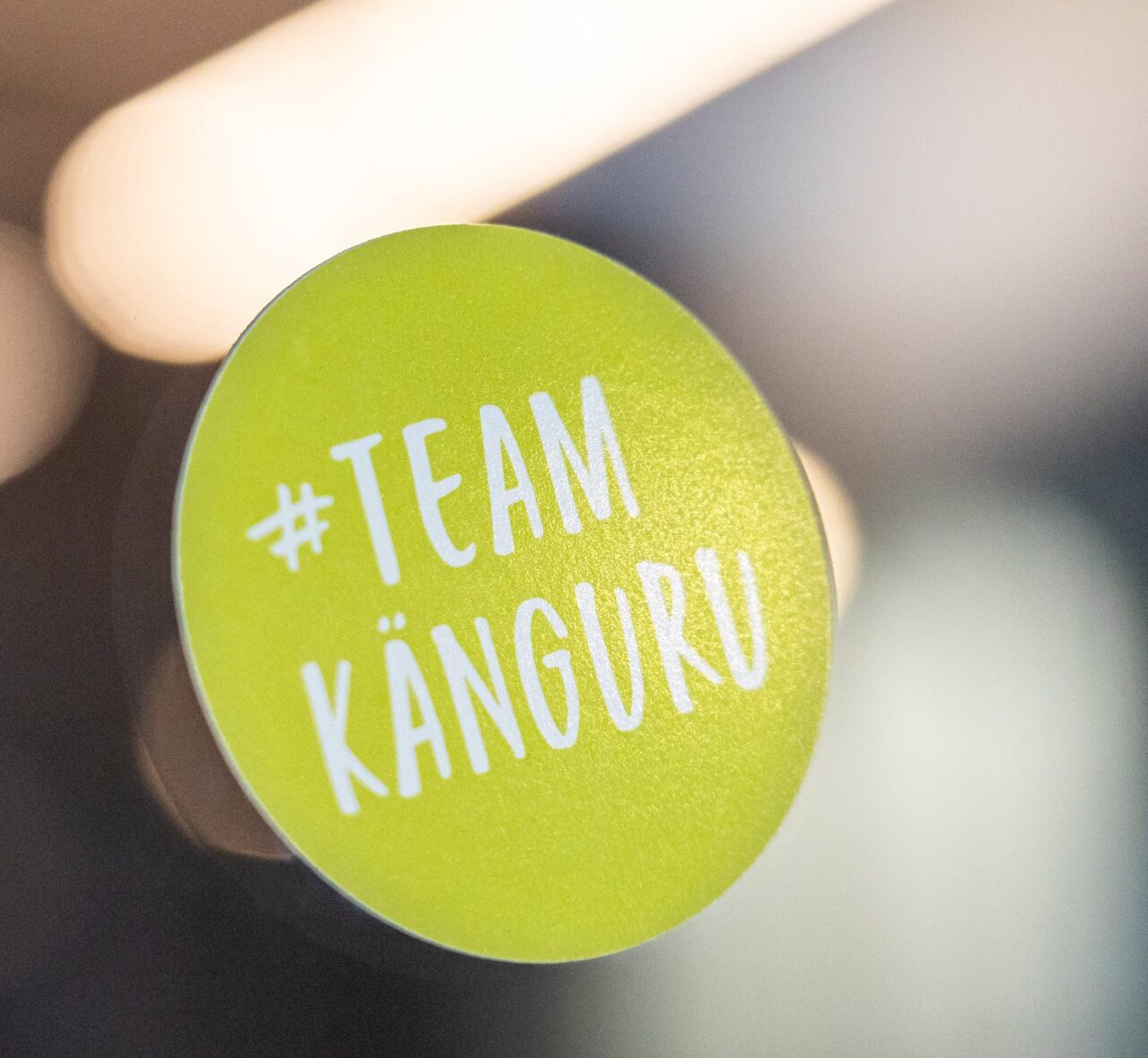 Das Bild zeigt einen Aufkleber mit der Aufschrift #TeamKänguru in Bezug auf einen Karrierestart bei MediaLogistik.
